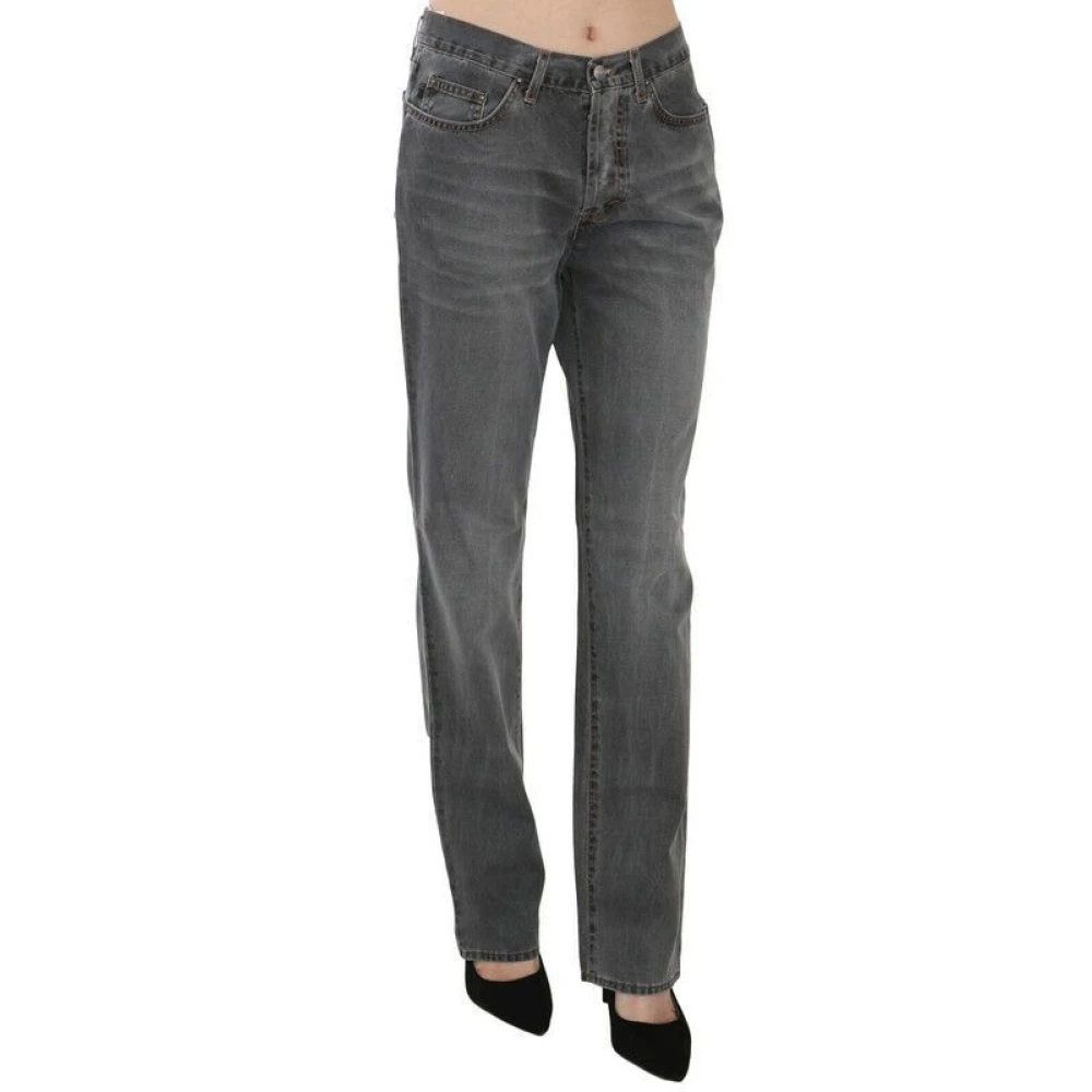 Just Cavalli Grijze Straight Leg Jeans met Medium Taille Gray Dames