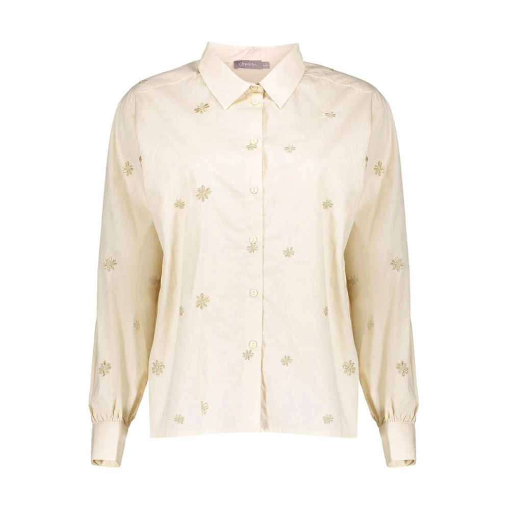 Geisha Bloemenborduurwerk lange mouw blouse Beige Dames