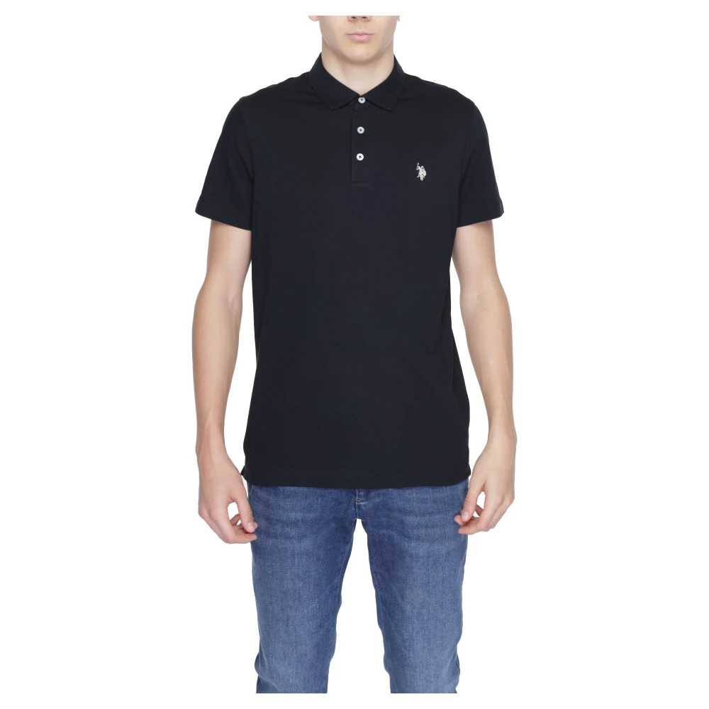 U.s. Polo Assn. Zwarte Katoenen Polo Knoopsluiting Black Heren