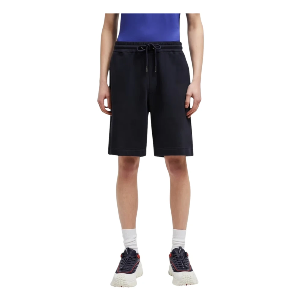 Moncler Navy Katoen Denim Shorts met Zak Blue Heren