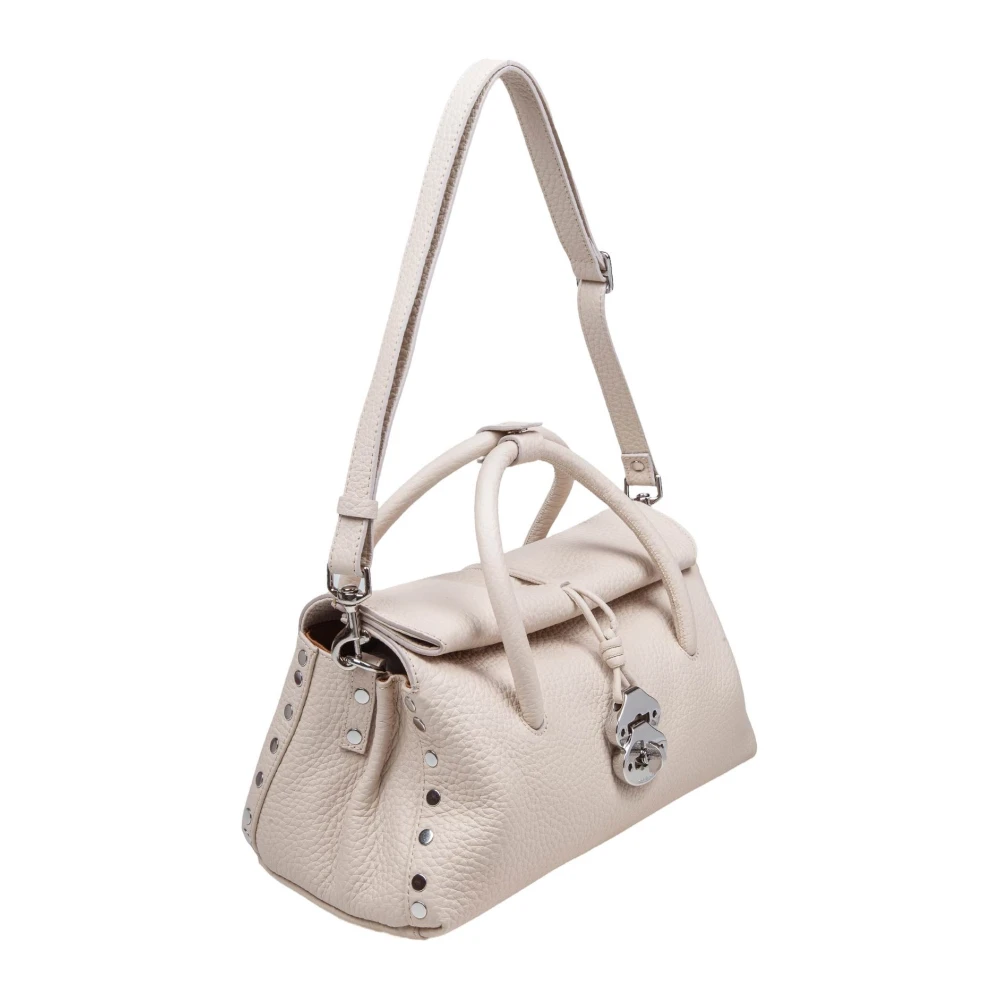 Zanellato Witte leren handtas met buisvormige handvatten White Dames