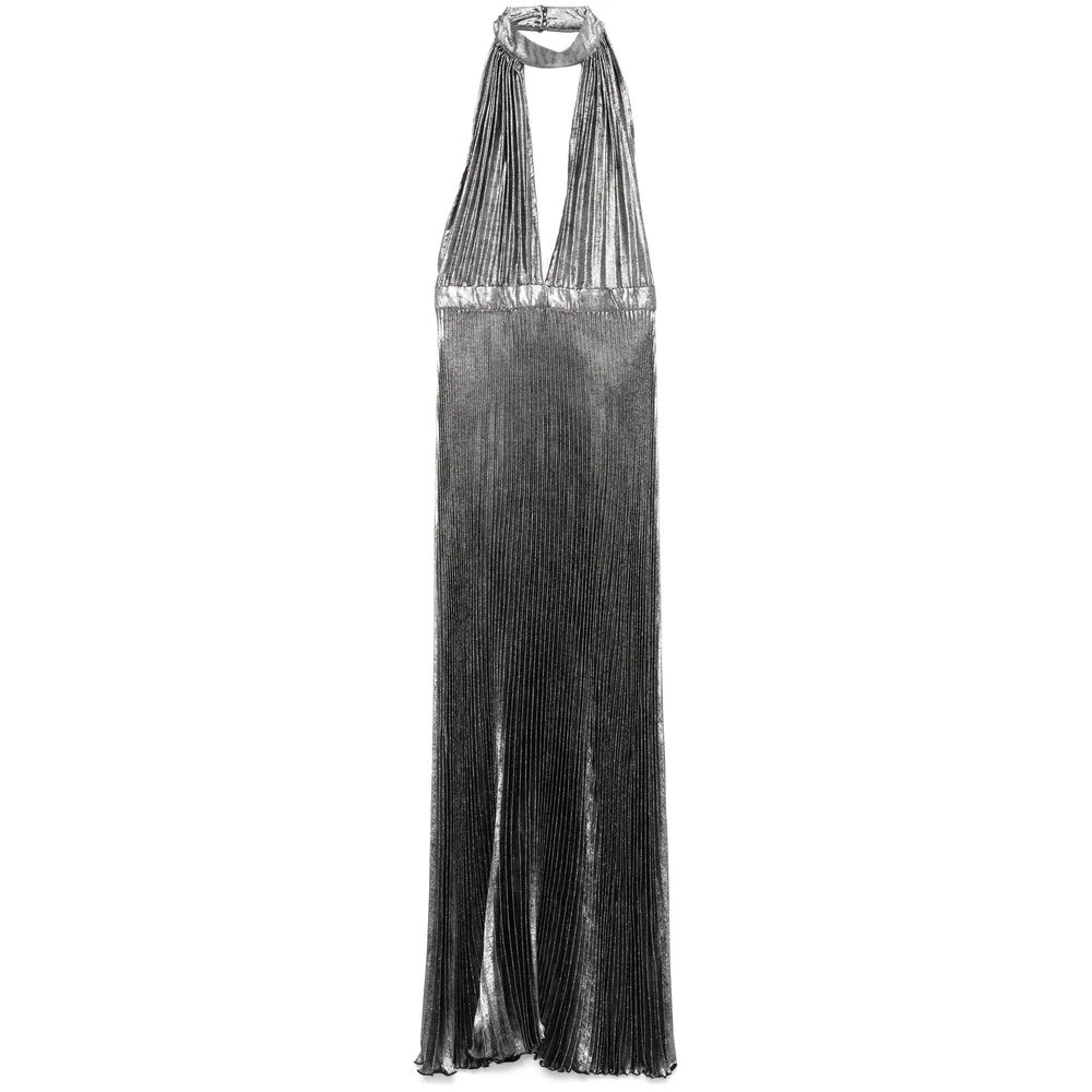 L'idée Gunmetal Grey Halternek Jurk met Plissé Gray Dames