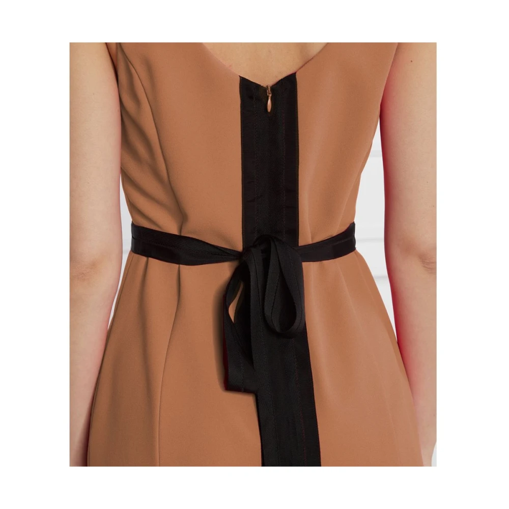 pinko Bruine Mouwloze Crepe Jurk Brown Dames