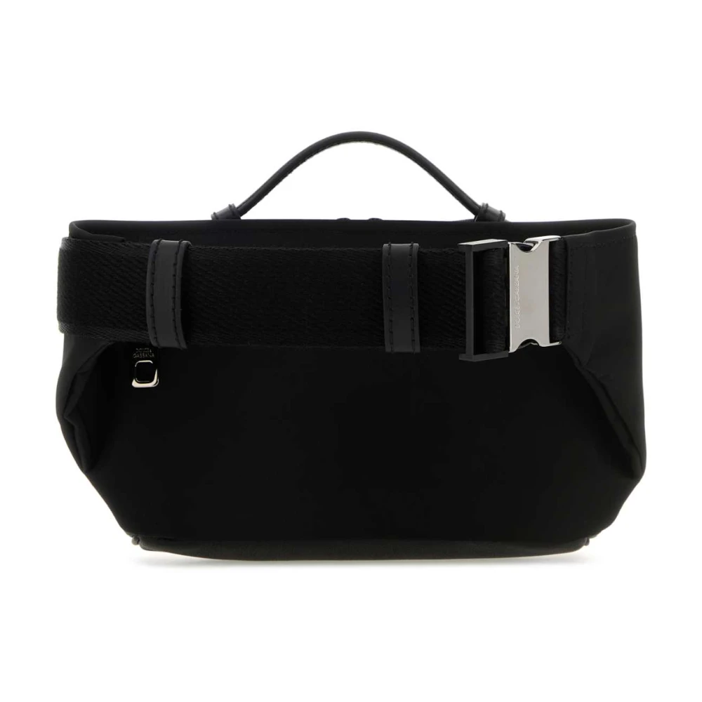 Dolce & Gabbana Stijlvolle Zwarte Leren Heuptas Black Heren