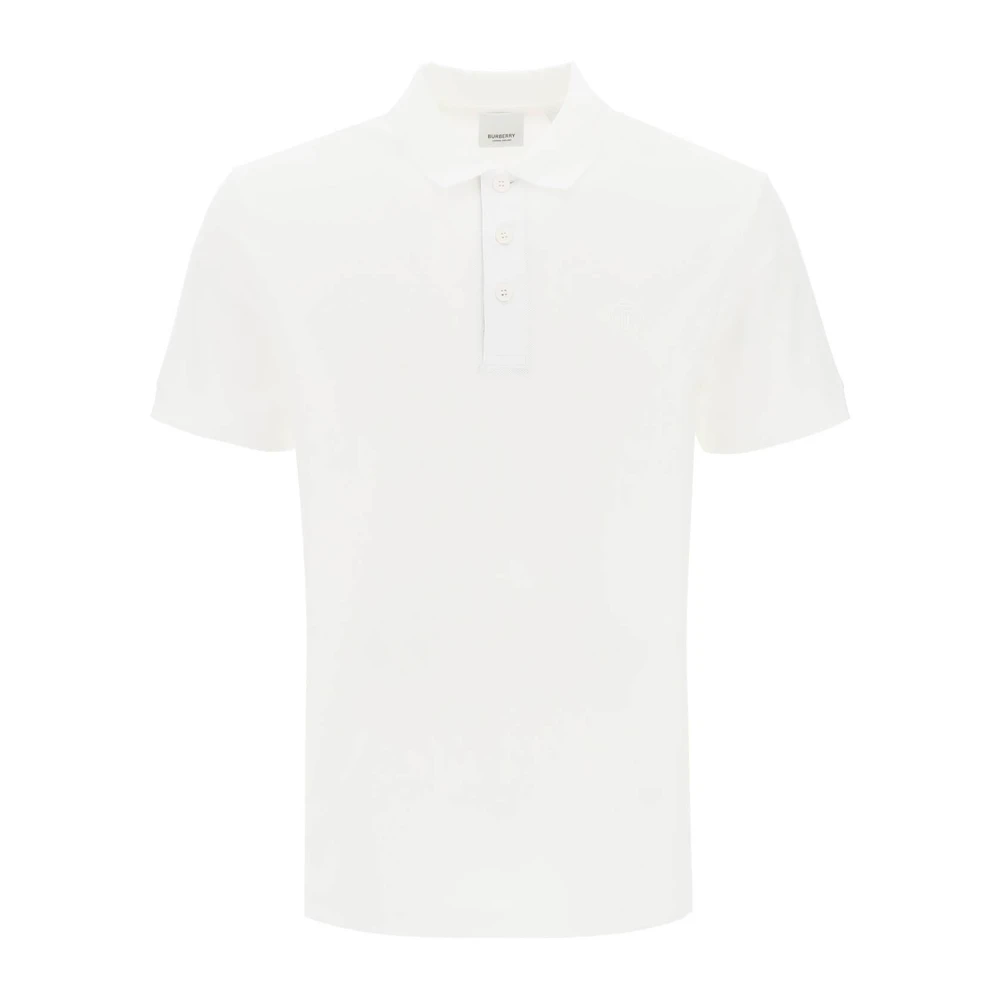 Burberry Organisch Piqué Polo Shirt met Monogram Detail White Heren