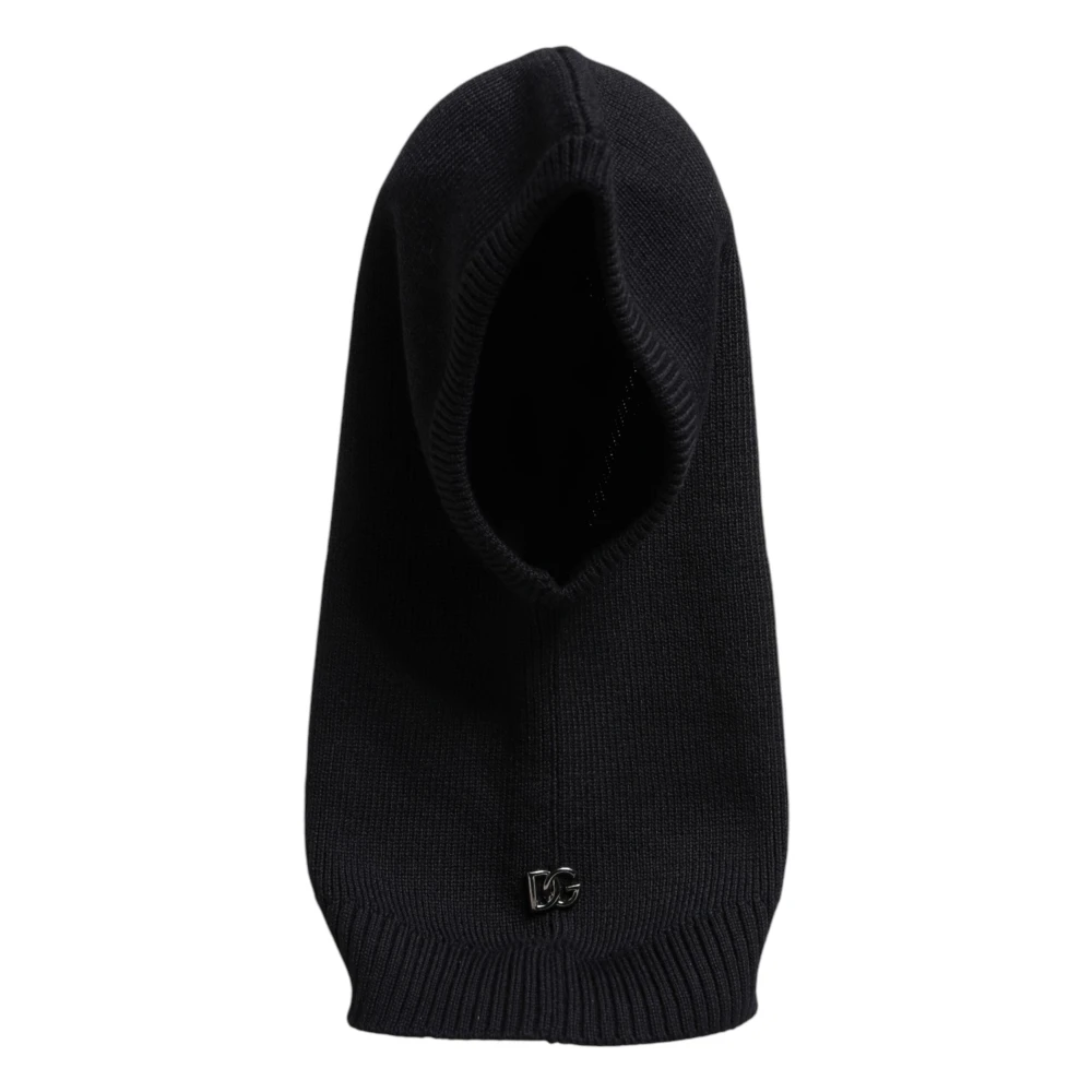 Dolce & Gabbana Unisex Zwart Accessoires One Size, Wol, Wollen Gebreide Balaclava Muts
