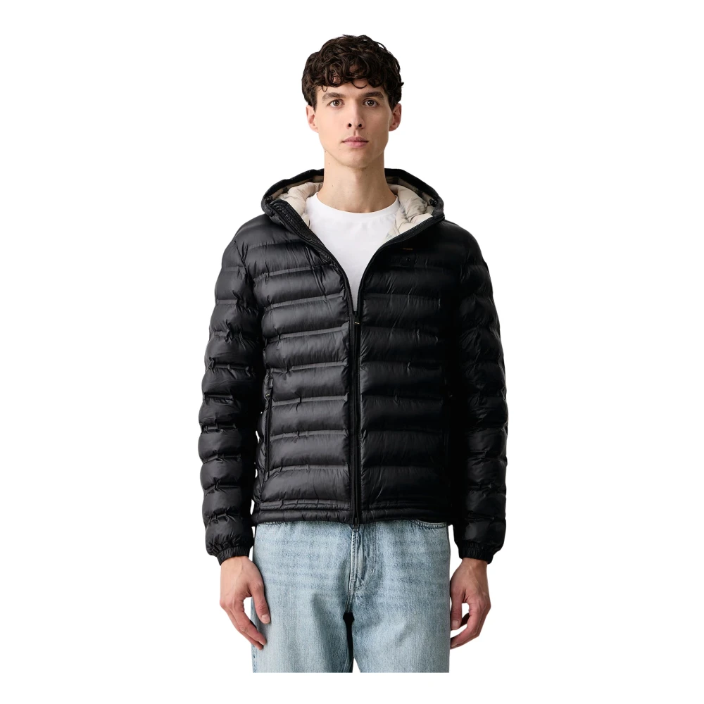 Blauer Uomo Nero Piumino In Nylon Ìtrapuntato Con Cappuccio Charles - Immagine 4