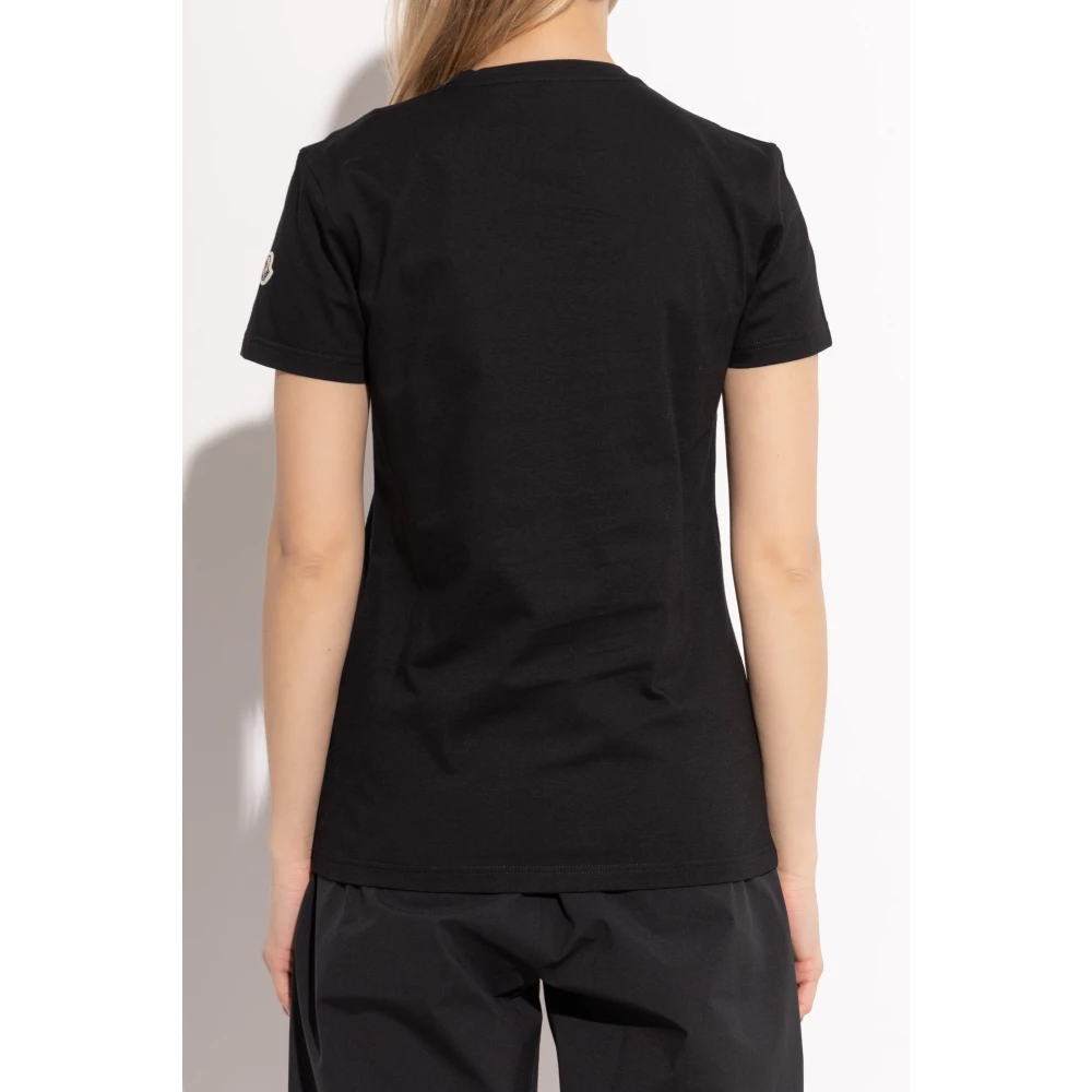 Moncler Katoenen T-shirt met ronde hals Black Dames