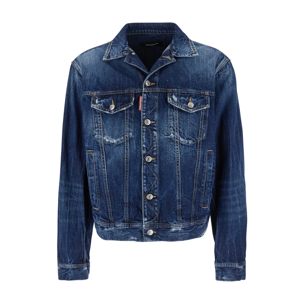 Dsquared2 Blauwe Denimjas met Distressed Effect Blue Heren
