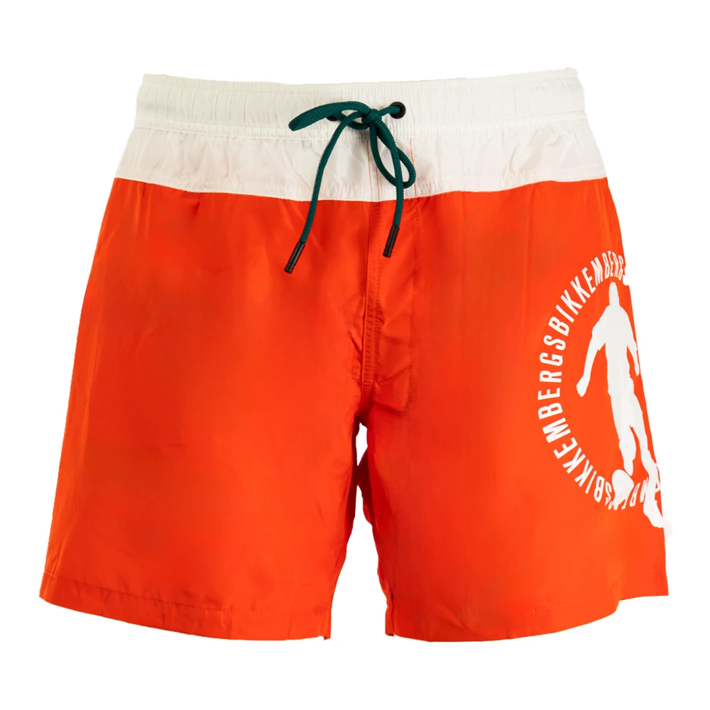 Bikkembergs Men's Red Beachwear, S, Boardshorts For Summer