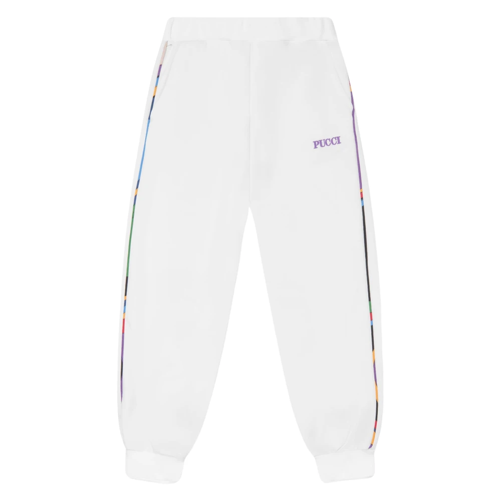 Pucci Girls Beige Sweatpants, 6 Y, Logo Joggers In Ivory
