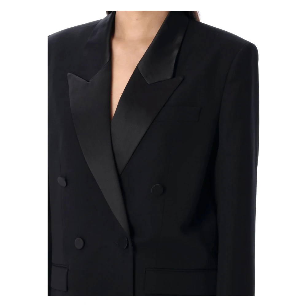 Anine Bing Zwarte Wol Ross Blazer Jas Black Dames