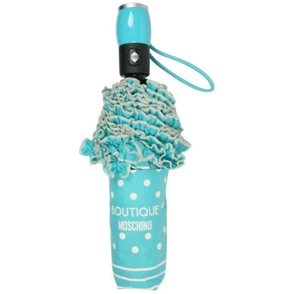 Boutique Moschino Polka Dots UV Paraply Automatisk Öppna/Stäng Blue, Dam