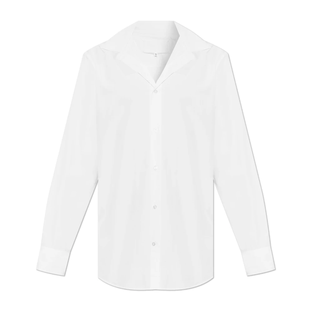 Maison Margiela Men's White Formal Shirts, L, V-Neck Shirt