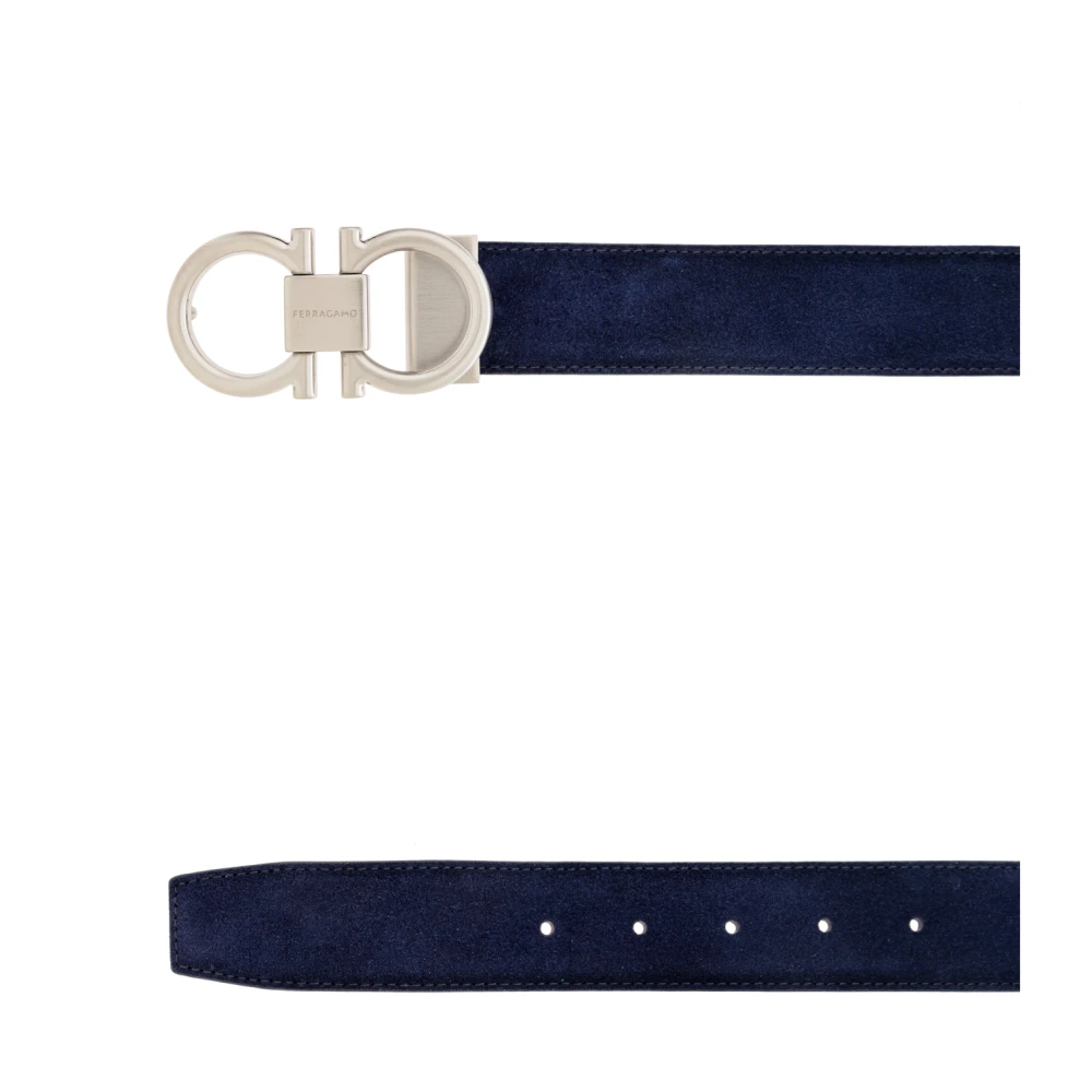 Salvatore Ferragamo Leren riem Blue Heren