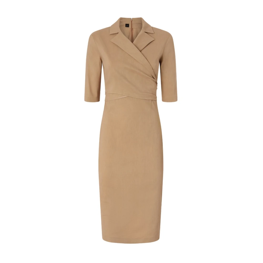 Pinko Women's Beige Midi Dresses, Xs, Slim-Fit Midi Dress With Bow