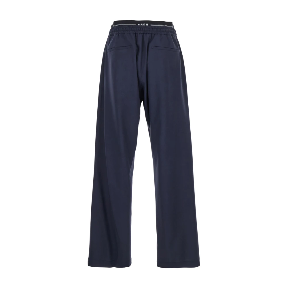 Msgm Blauwe Logo Band Katoenen Trekkoord Broek Blue Heren