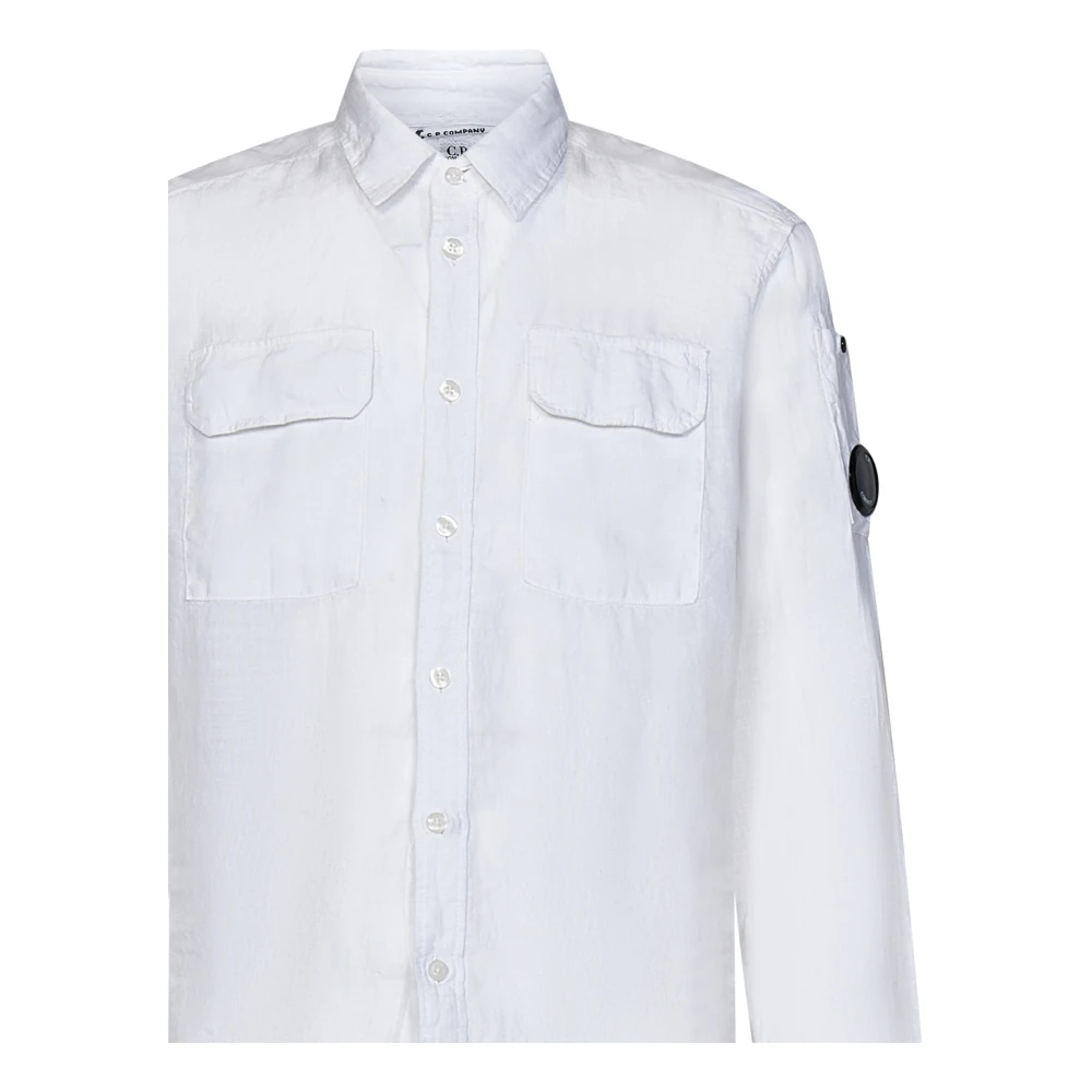 C.P. Company Witte Linnen Overhemd met Klepzakken White Heren