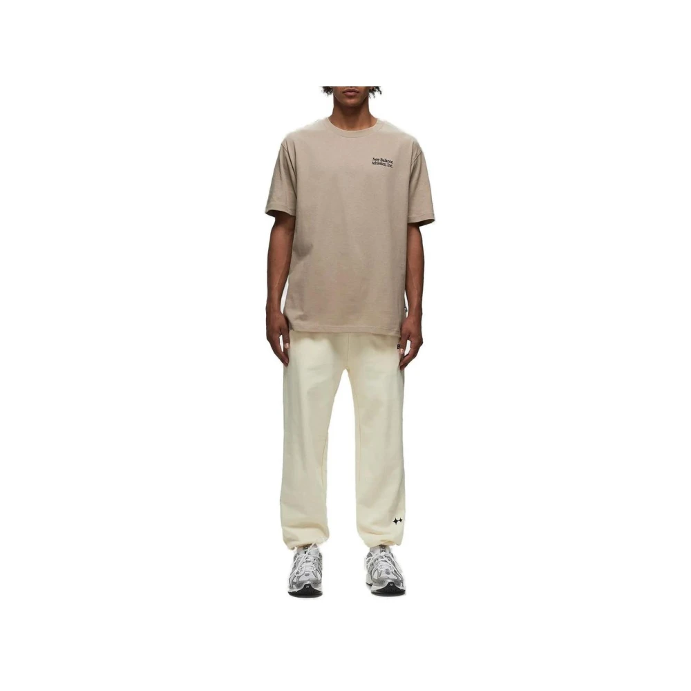 New Balance Beige Katoenen Crew Neck Tee Beige Heren