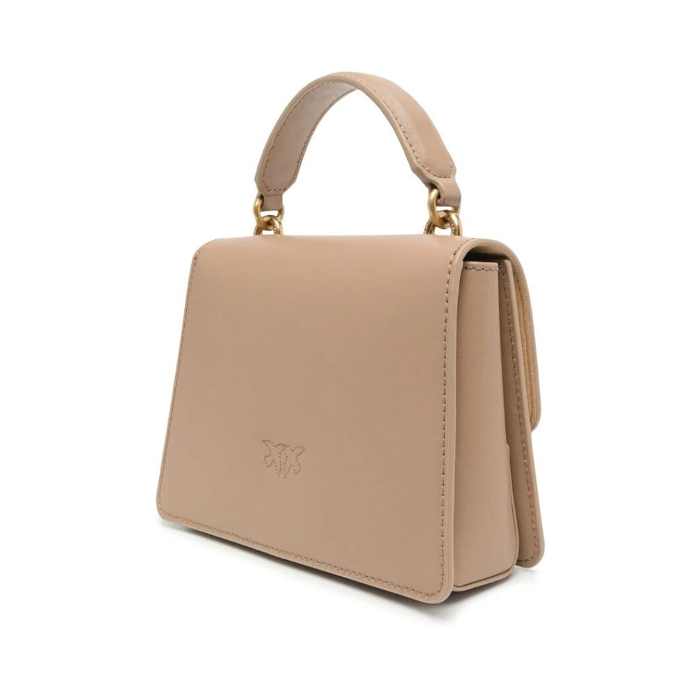 pinko Love Birds Leren Tas Beige Dames