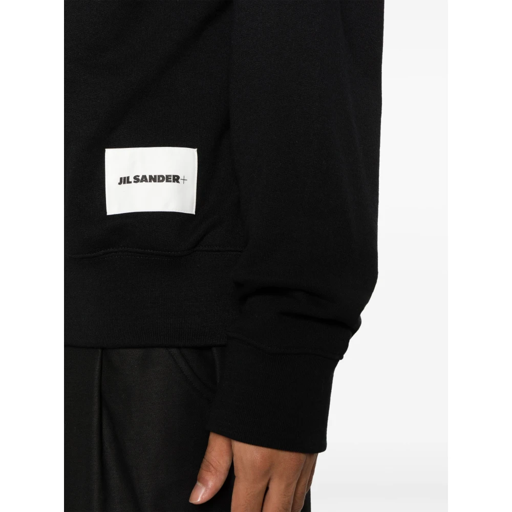 Jil Sander Logo Patch Katoenen Trui Black Heren
