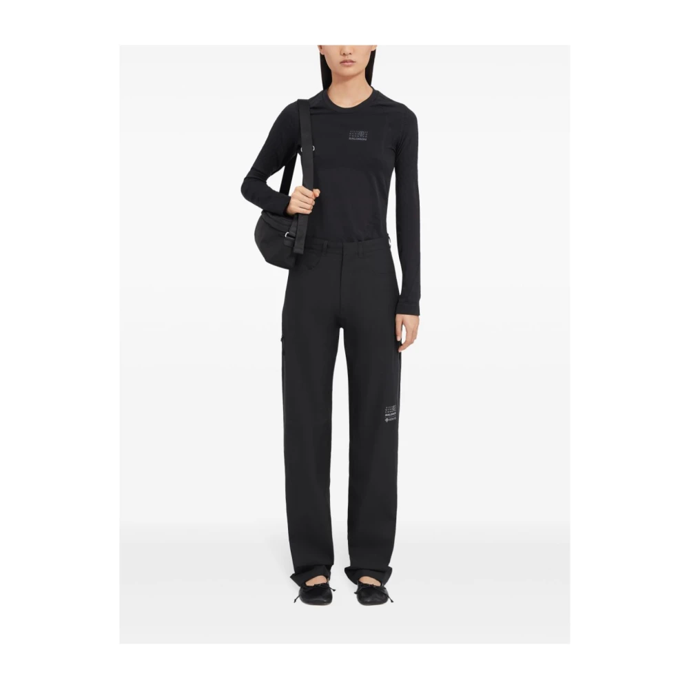 MM6 Maison Margiela Zwarte klassieke broek met logoprint Black Dames