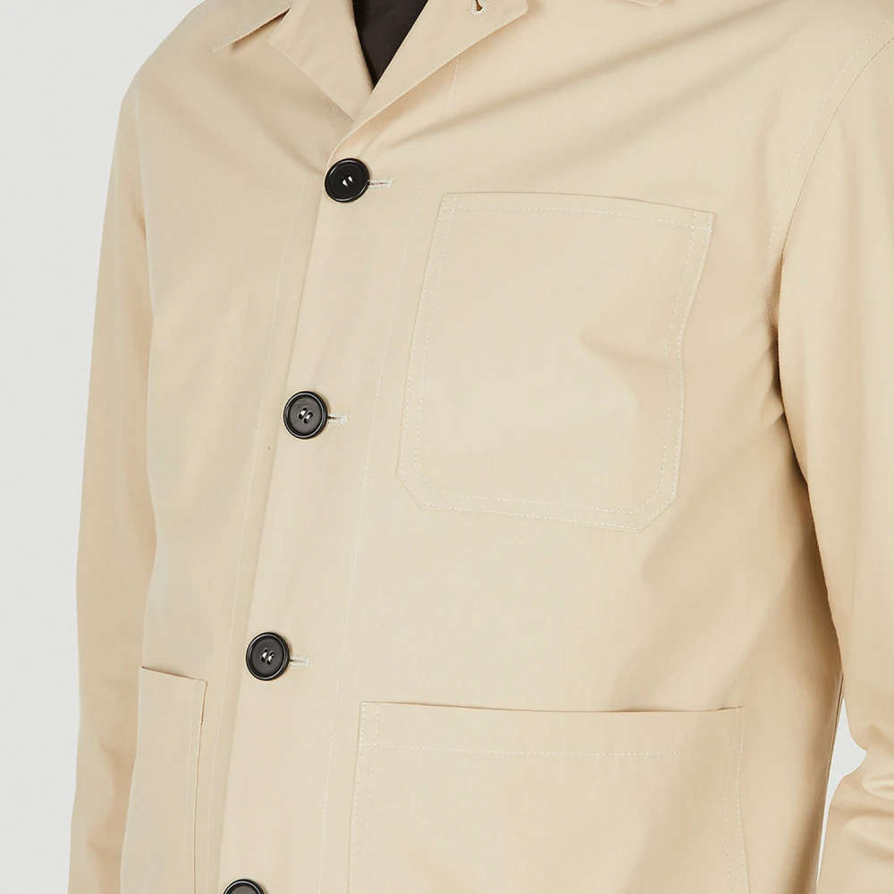 Meta Campania Collective Julian Jas Biologisch Katoen Poplin Weefsel Beige Heren