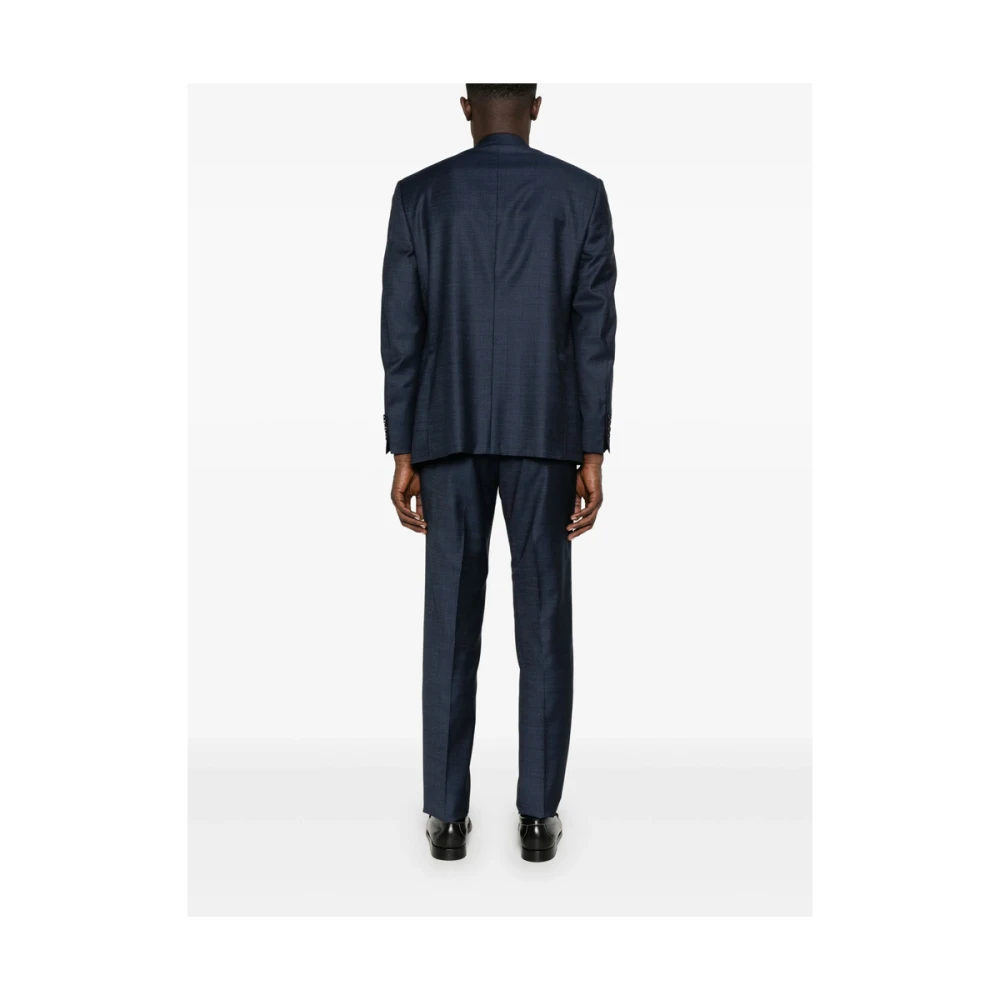 Canali Blauw Oxford Stijl Pak Blue Heren