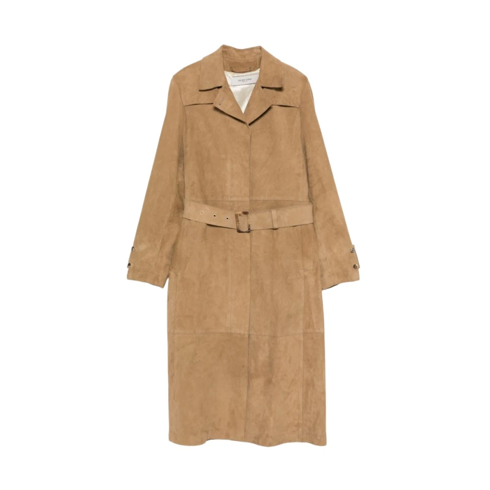 Golden Goose Women's Nude & Neutrals Waxed Treatment With Lived-In Effect Suede Trench Coat - Image 7