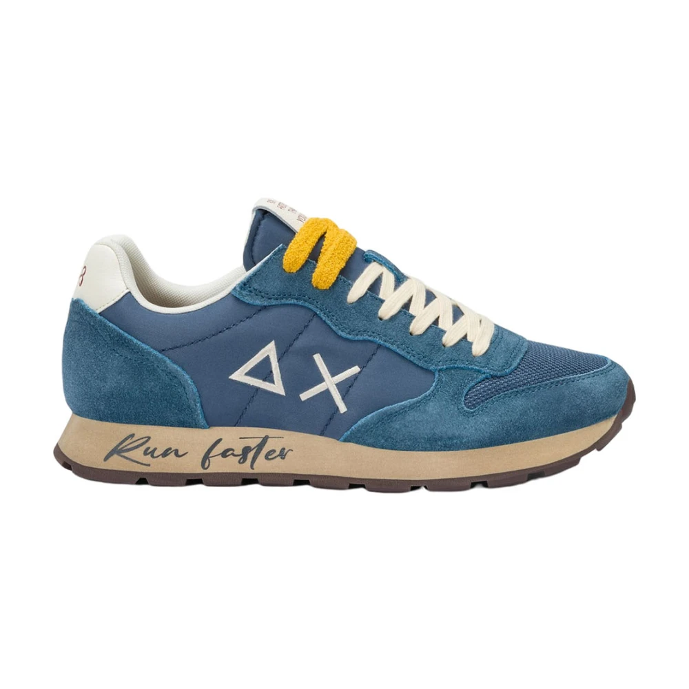 Sun68 Vintage Nylon Sneakers met Geborduurd Logo Heren Schoenen Blauw