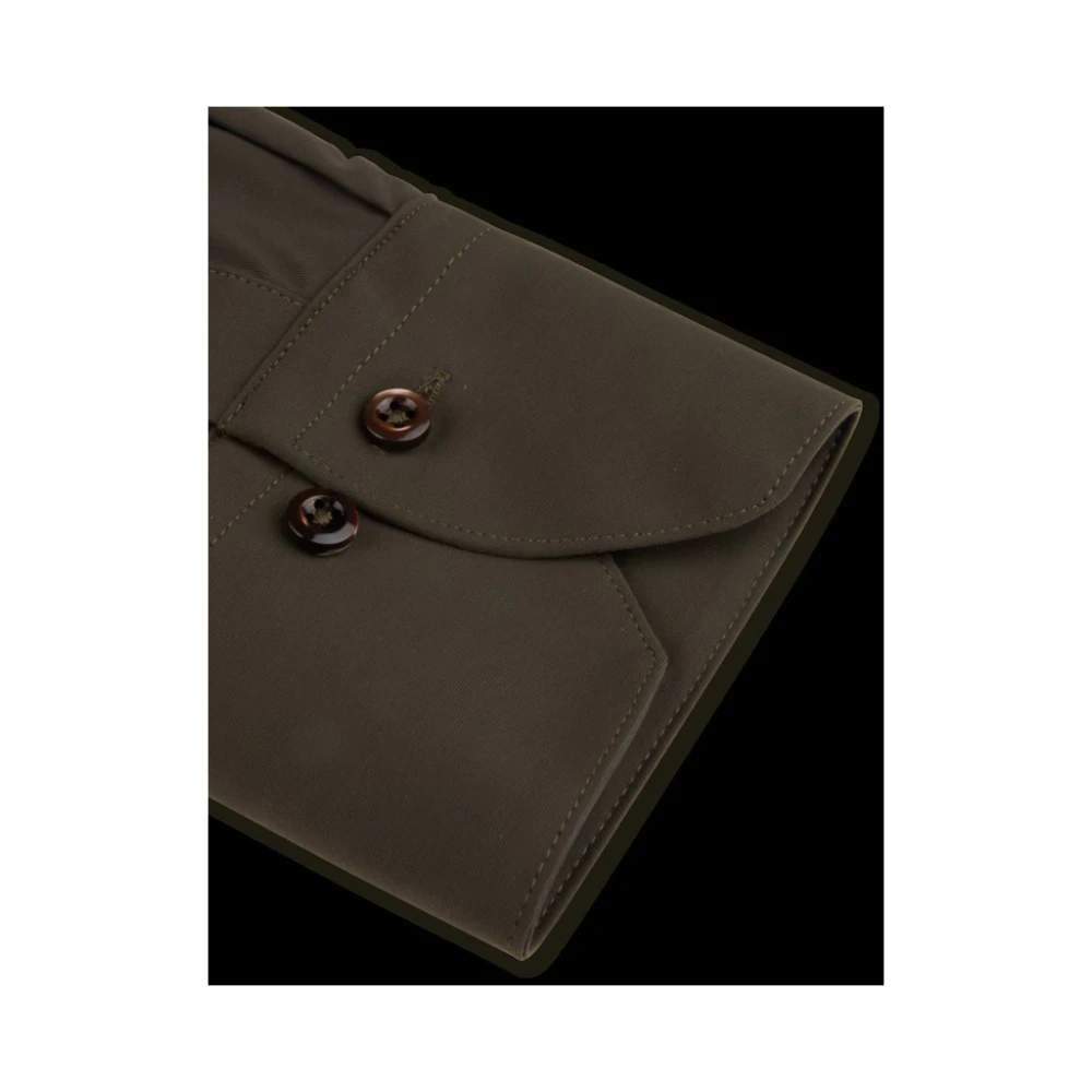 Stenströms Slim Jersey Shirt met Parelmoeren Knopen Green Heren
