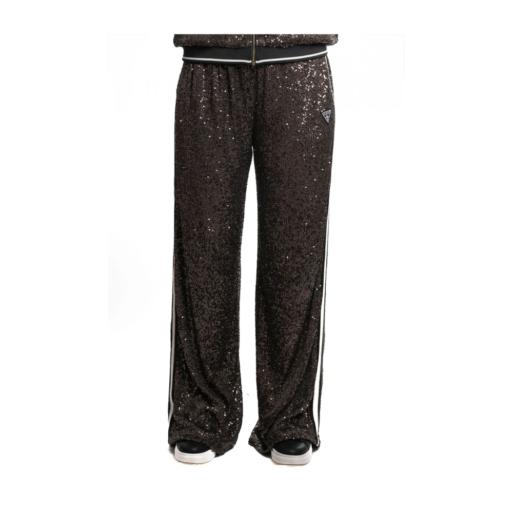 Guess Bruine Pailletten Rechte Pijp Broek Brown Dames