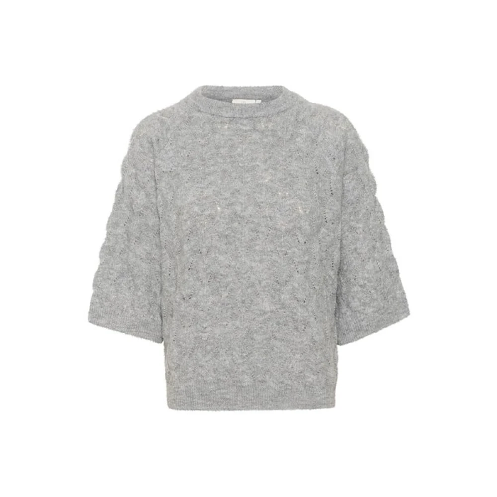 Kaffe Women's Gray Round-Neck Knitwear,, Grey Melange Kamalene Knit Pullover Extra Small