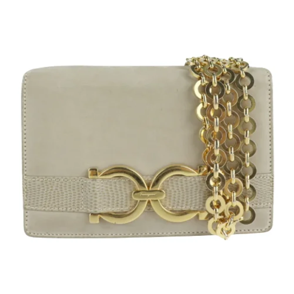 Salvatore Ferragamo Pre-owned Leather shoulder-bags Beige Dames