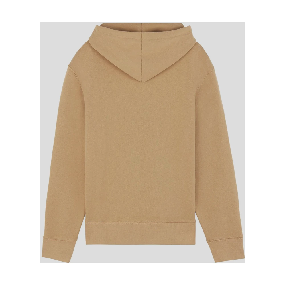 Maison Kitsuné Vos Katoen Hoodie Sweatshirt Beige Heren
