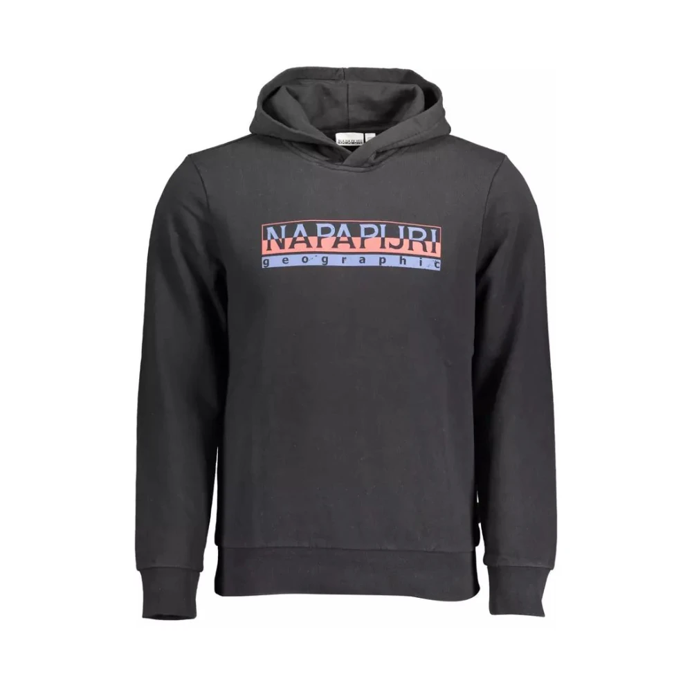 Napapijri Men's Black Cotton Hooded Sweatshirt - Hoodies - 2XL - Sweatshirts & Hoodies