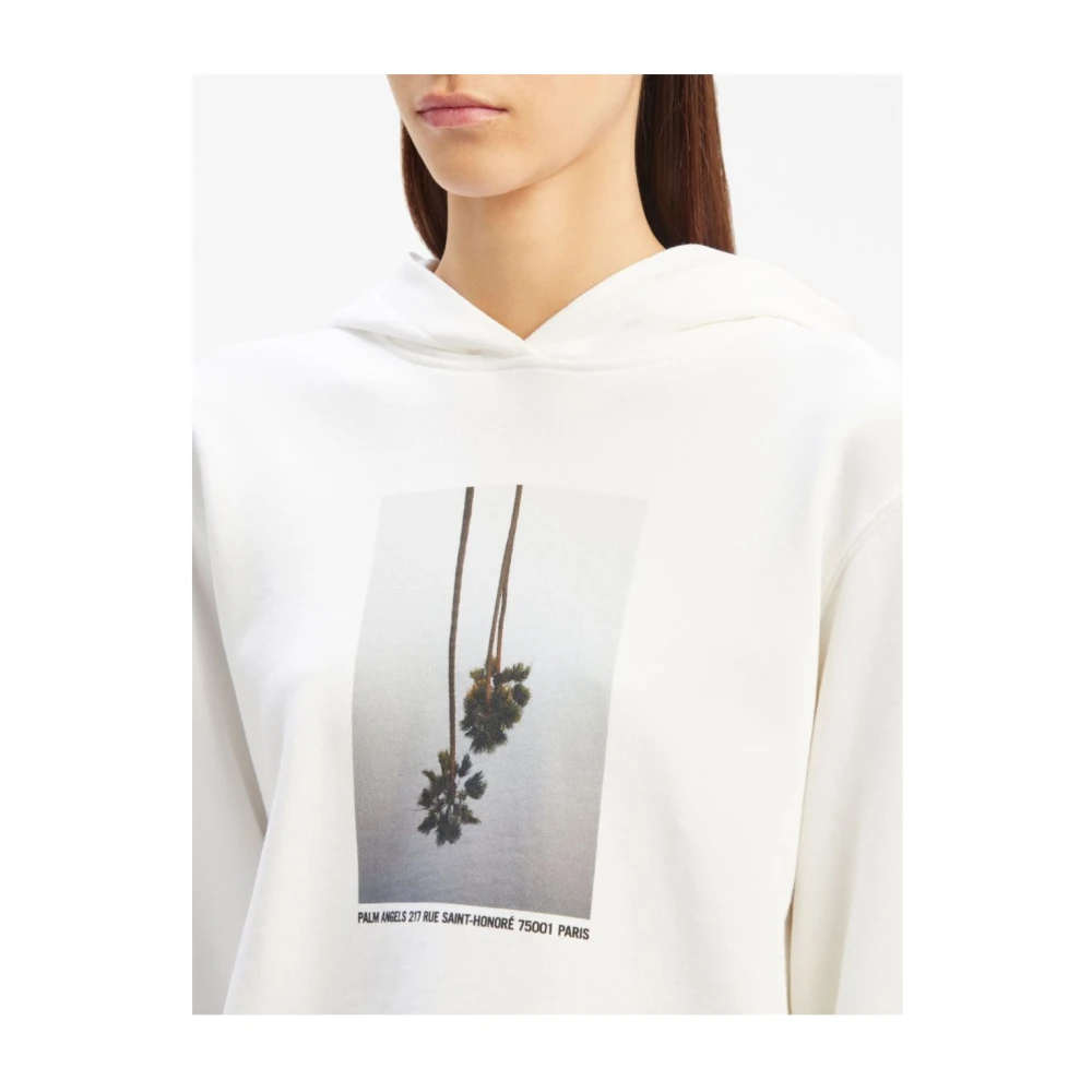 Palm Angels Mirage Fitted Hoodie White Dames
