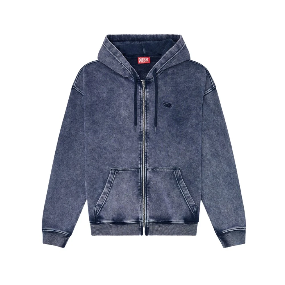 Diesel Mannelijk Blauw Hoodies & Sweatvesten Heren, M, Katoen, Zip-Through Hoodie