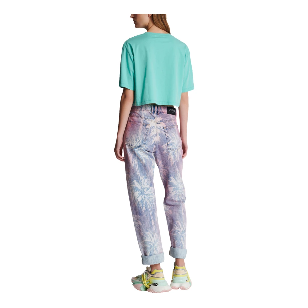 Balmain T-shirt met Paris print Blue Dames