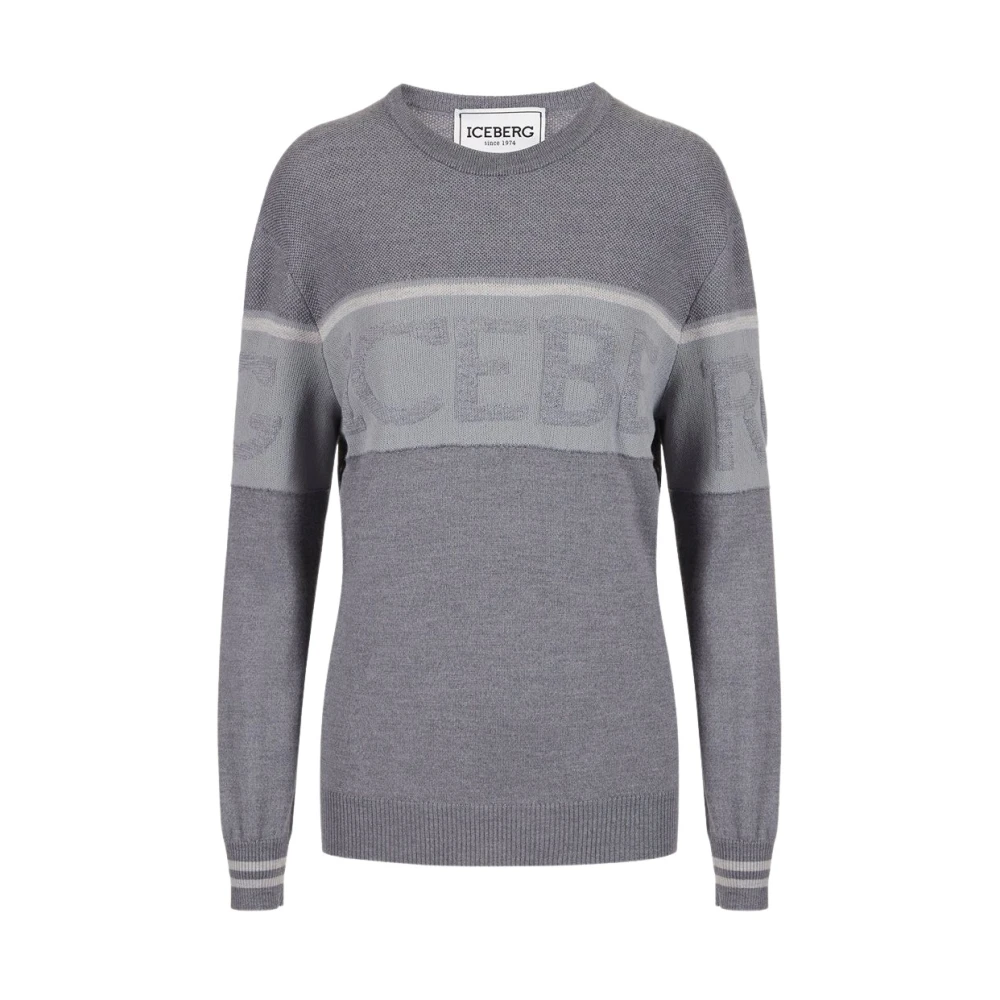 Iceberg Merino Wool Crew-neck Sweater Gray Dames