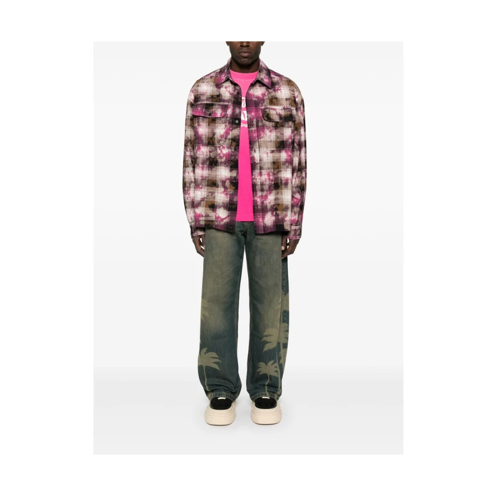 Palm Angels Poederblauwe Jeans met Klassieke Stijl Black Heren