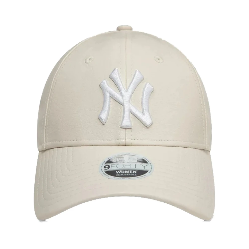 new era Kreukelige PU 9Forty New York Yankees Pet Beige Dames