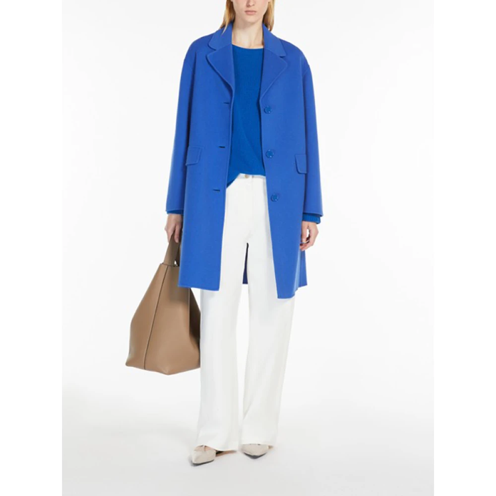 Max Mara Wollen Cocoonjas Blue Dames