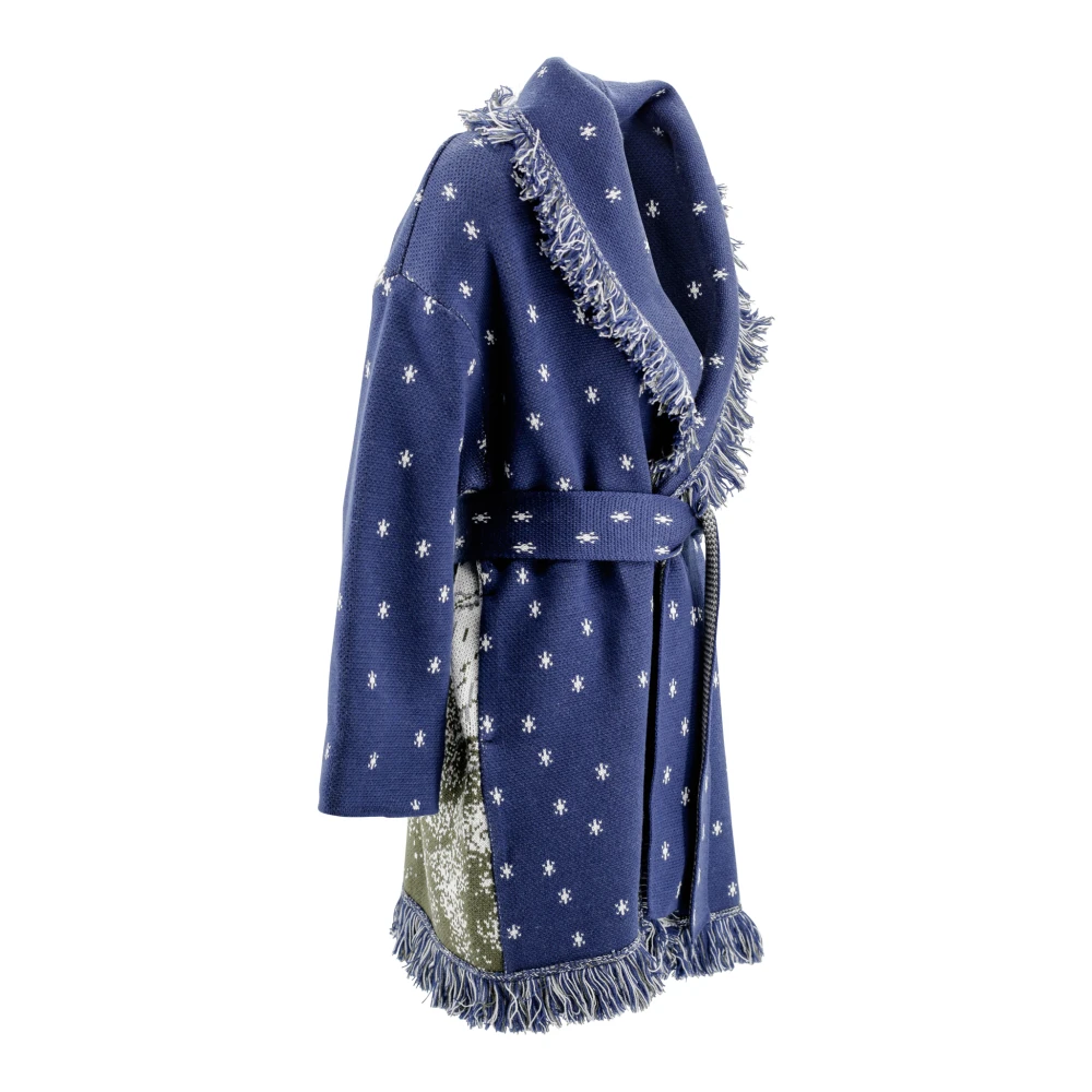 Charlott Gebreid Jacquard Shawl Kraag Franje Jas Multicolor Dames