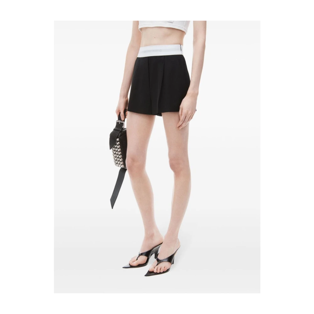 alexander wang Zwarte wolmix high-rise shorts Black Dames