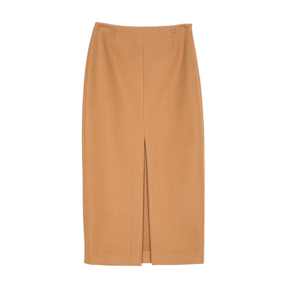 Twinset Kameel Rok met Voor Split Brown Dames