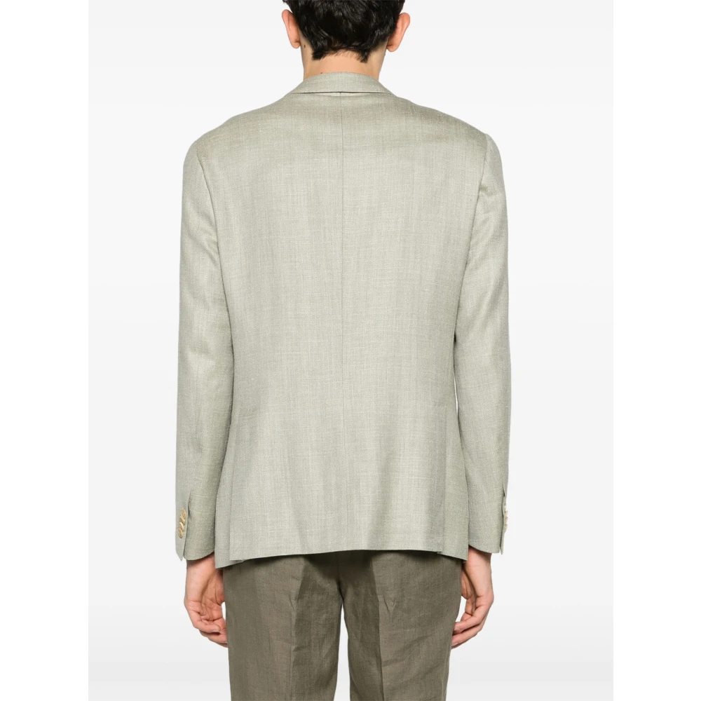 Corneliani Luxe Wol Zijde Linnen Jas Green Heren