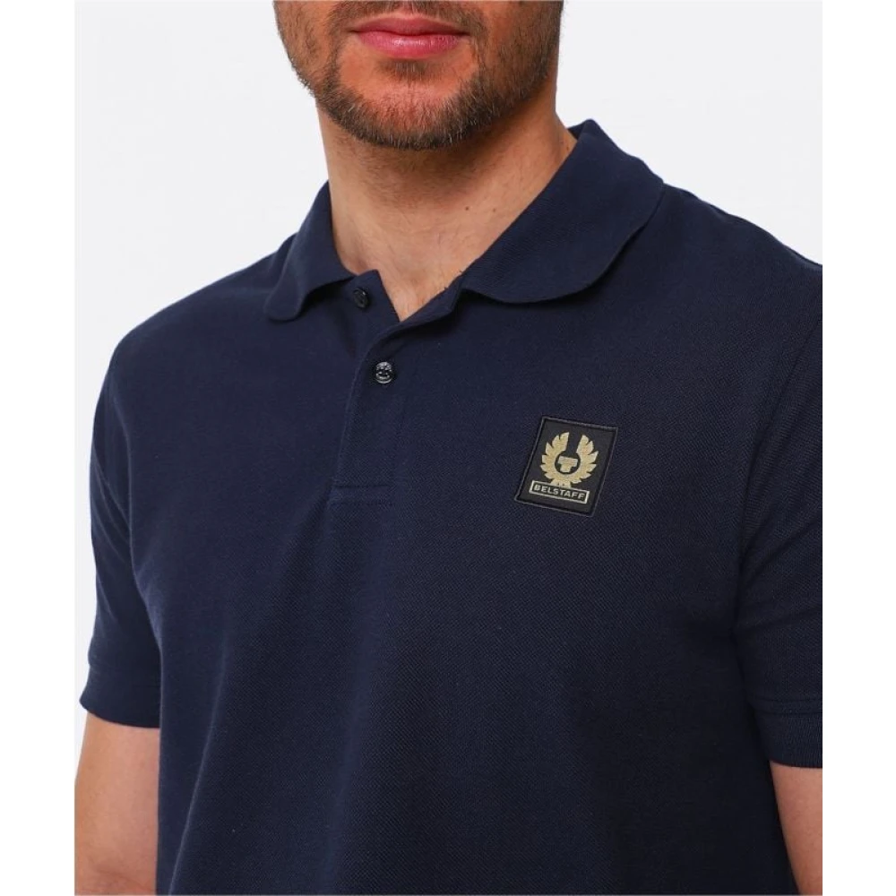 Belstaff Donker Ink Katoenen Pique Polo met Phoenix Embleem Blue Heren