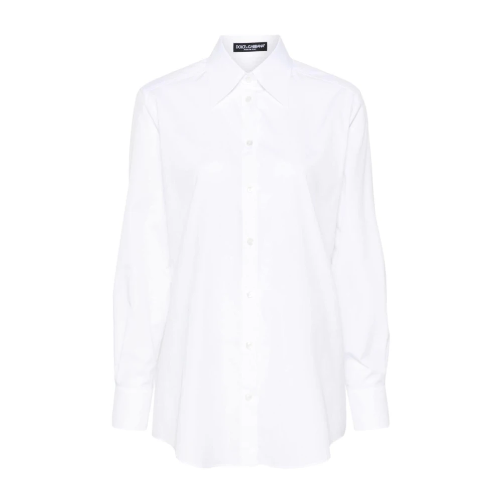 Dolce & Gabbana Witte Katoenen Poplin Overhemd White Dames