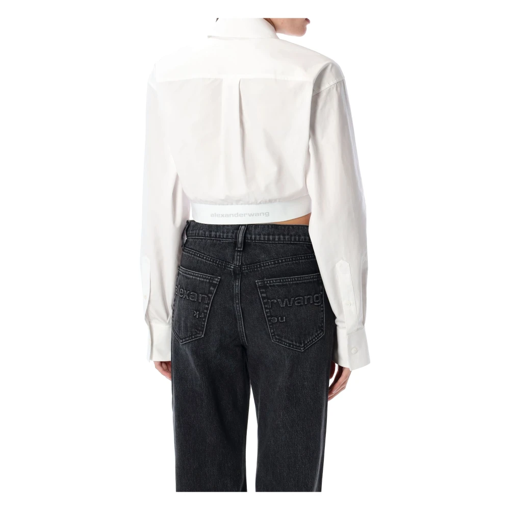 alexander wang Witte Crop Shirt met Elastische Zoom White Dames